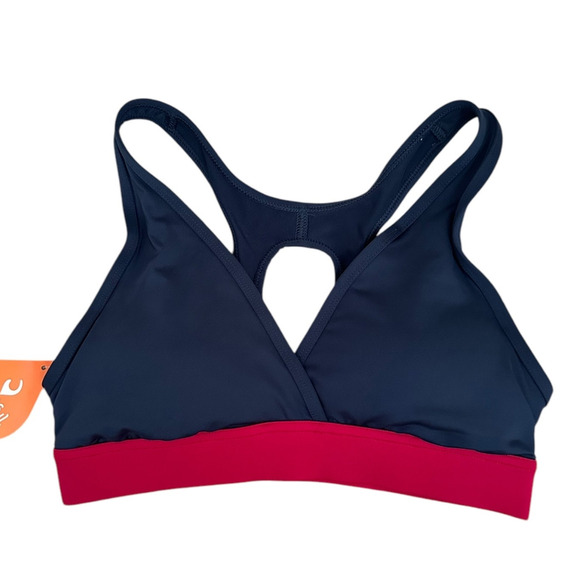 Handful Size S The Fav Deep V Sports Bra Blue Pink Workout Gear Moderate Support - Picture 1 of 7